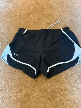Under Armour Women’s Black Athletic Running Shorts with White Trim